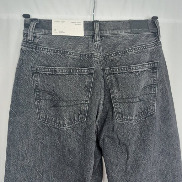 American Eagle Black Baggy Jeans 0 High Rise NWT - Picture 8 of 12